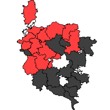 Landkreiskarte mit den Ergebnissen aus den Gemeinden